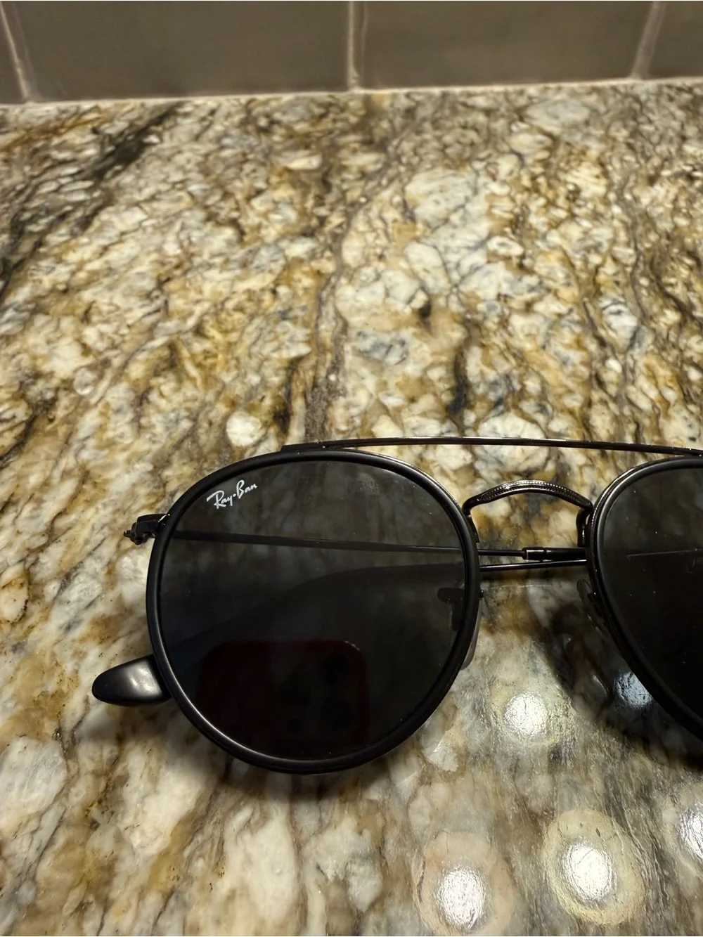 Ray-Ban Black Round Double-Bridge Sunglasses